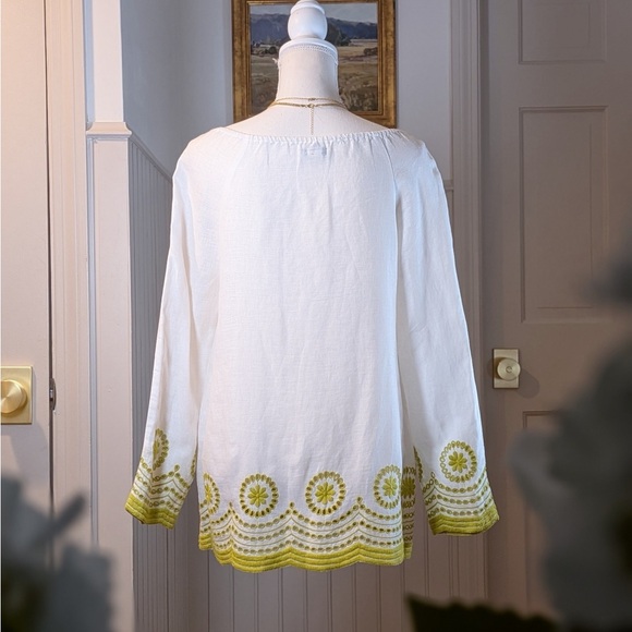 J.Crew White Linen Embroidered Cutwork Boho Blouse Small - Picture 2 of 7